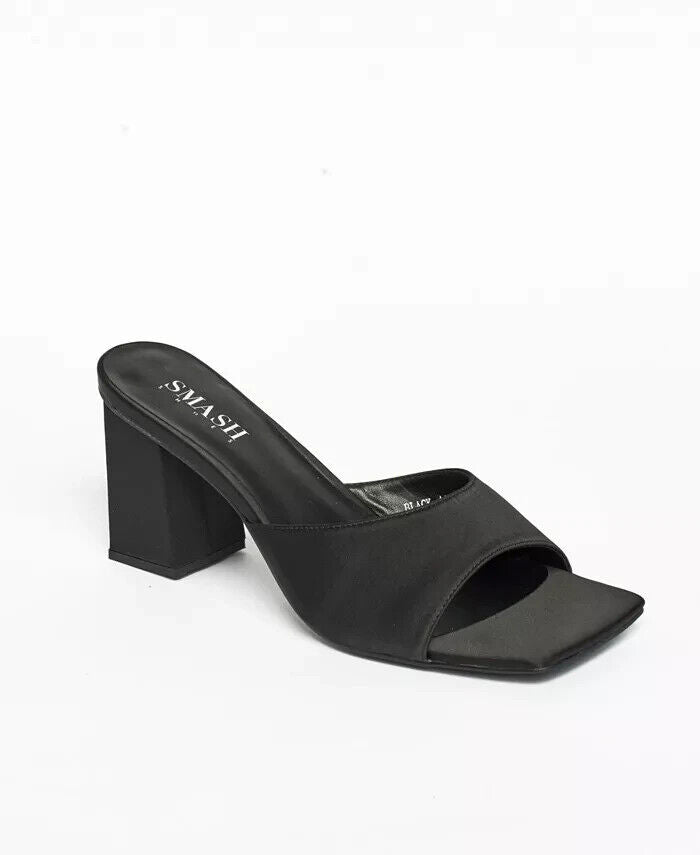 Smash Shoes Women's Jennifer Block Heels Mule Sandals, Black, 12M