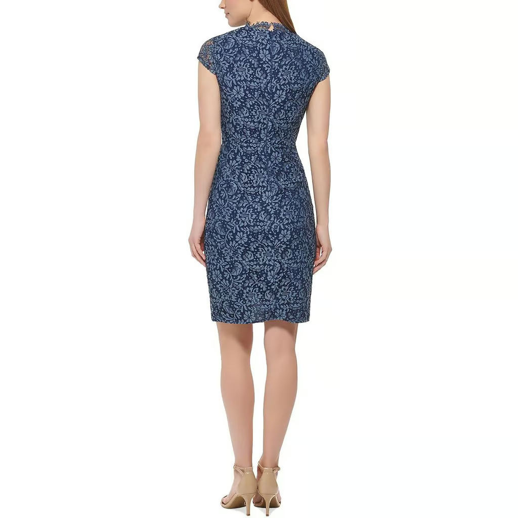 Vince Camuto Petite Bodycon Lace Dress, Navy, Size 0P