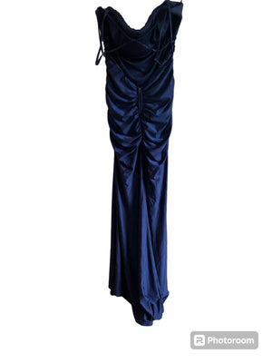 B Darlin Juniors' Square-Neck Ruched Strappy Sleeveless Gown, Navy, Size 11/12