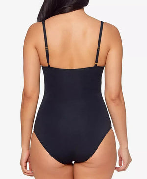 Bleu by Rod Beattie Kore Shirred  Underwire  Bandeau One-Piece, Black, 8