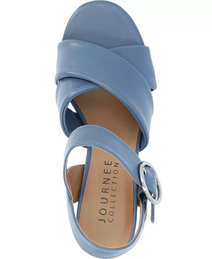 Journee Collection Women's Tru Comfort Foam Akeely Sandals, Blue, 8M