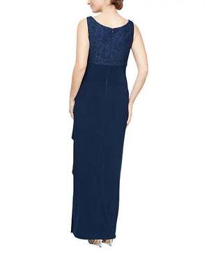 Alex Evenings Embellished Gown and Jacket Royal, Navy, Size 12