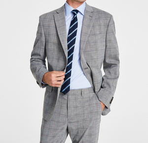 Ben Sherman Men's Skinny-Fit Suit Jacket, Grey/blue Plaid, 44R