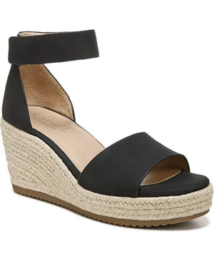 Soul Naturalizer Oakley Ankle Strap Wedge Sandals, Black Faux Nubuck, 11W