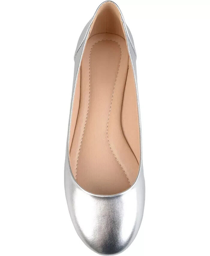 Journee Collection Women's Comfort Ballet Kavn Flats, Silver, 8.5M