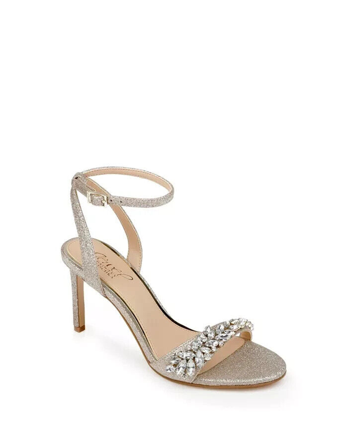 Jewel Badgley Mischka Women's Dallyce Stiletto Evening Sandals, Gold Glitter, 6M