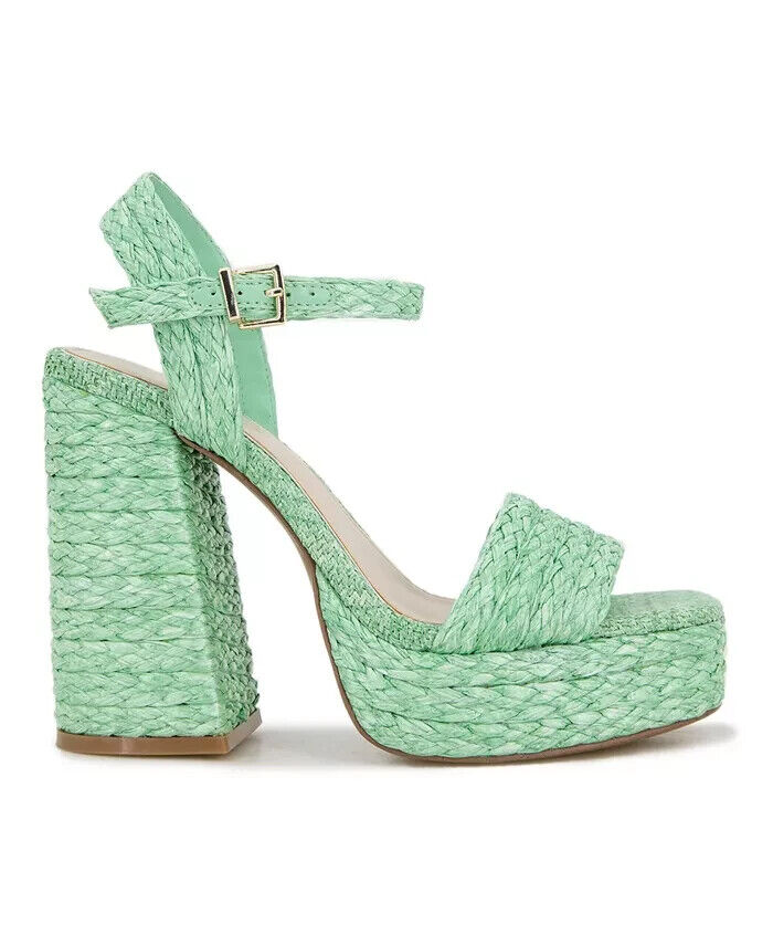 Kenneth Cole Women's Dolly Ankle Strap Espadrille Platform Sandals, Green, 8.5M