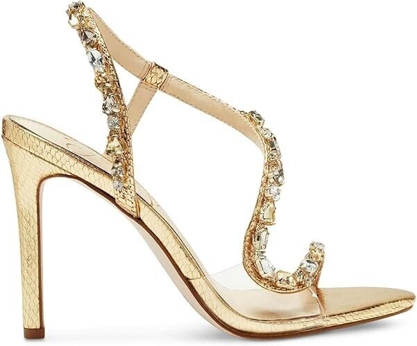 Jessica Simpson  Women's Jaycin Jewel Heeled Sandals, Gold Clear, 8M