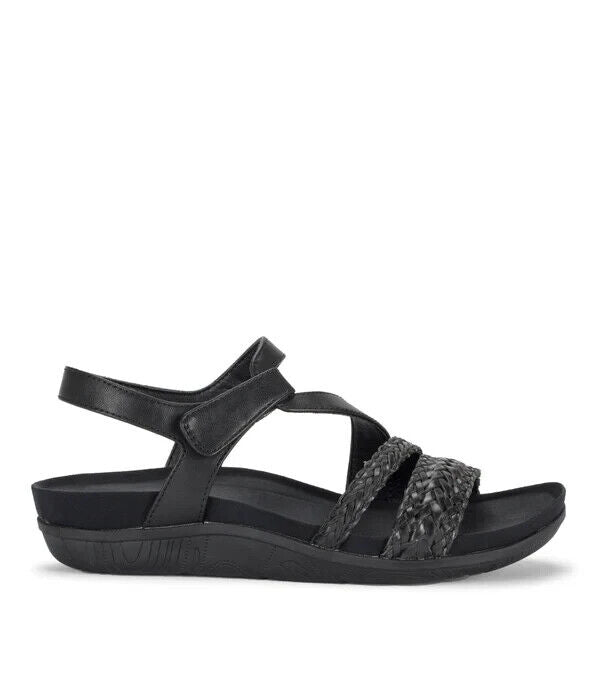 Baretraps Women's Jalen Asymmetrical Flat Sandals, Black, 8.5M