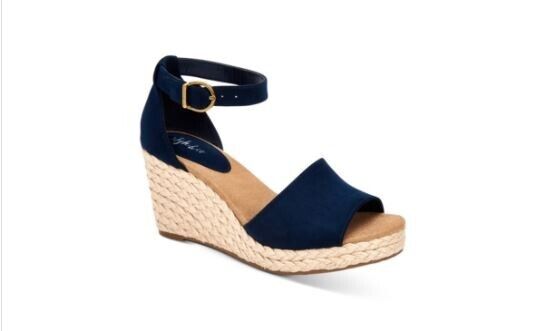 Style & Co Seleeney Ankle Strap Espadrille Wedge Sandals, Navy, 8.5M