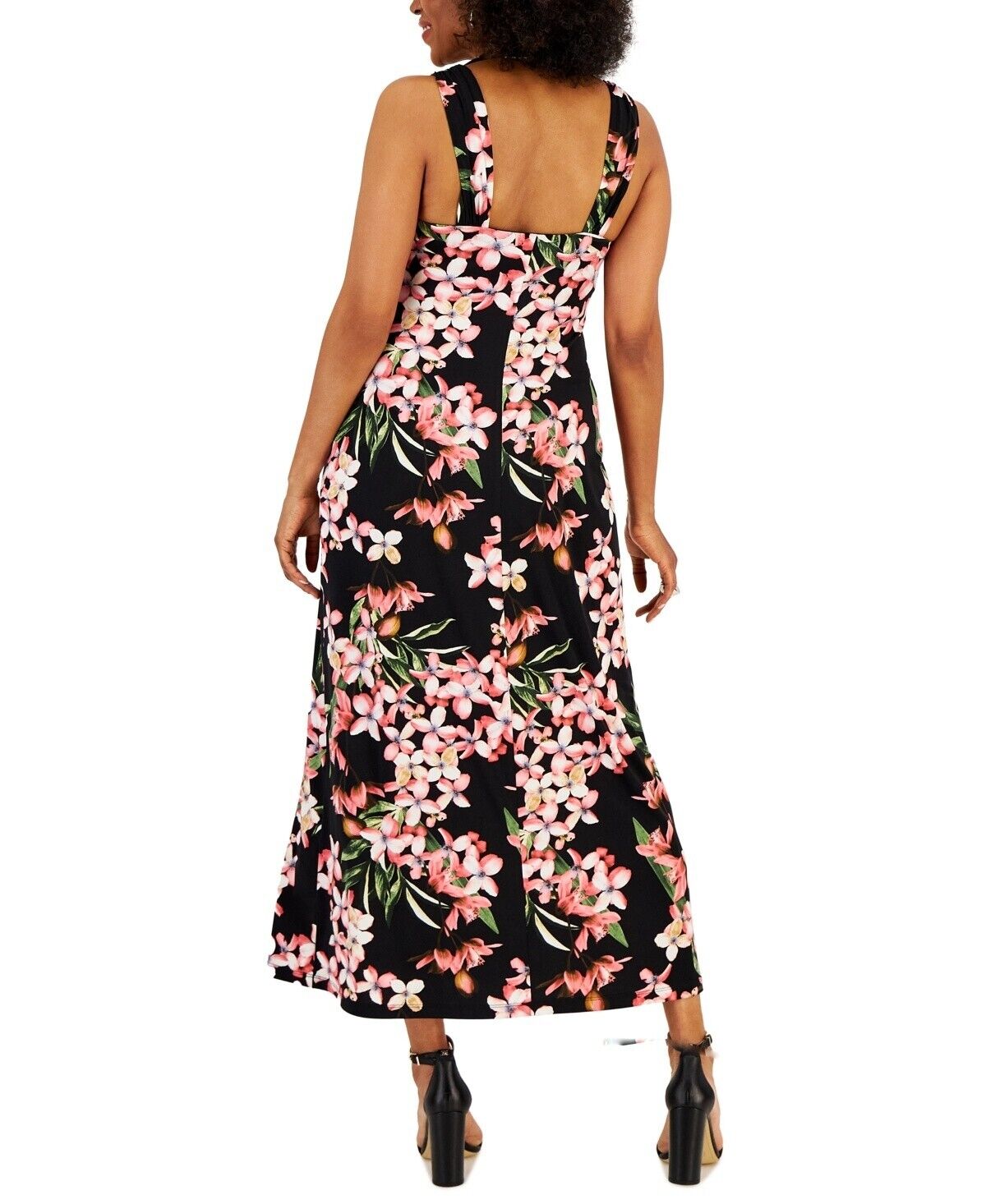 Connected Petite Floral-Print Halter Maxi Dress, Watermelon, Size 10P