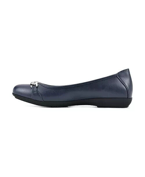 Cliffs by White Mountain Women's Charmed Ballet Flats, Navy Smooth, 7.5M