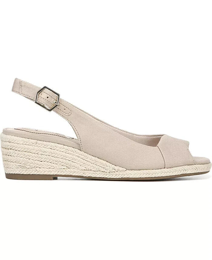 LifeStride Women's Socialite Peep Toe Slingback Espadrille Sandals, Beige, 9.5M