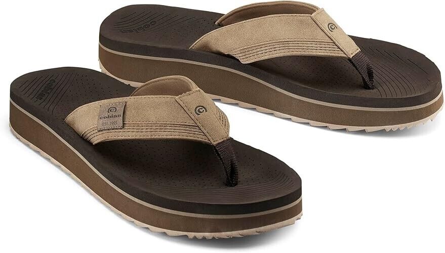 Cobian  Men's Roca Rise Flip Flop Sandals, Tan, 9