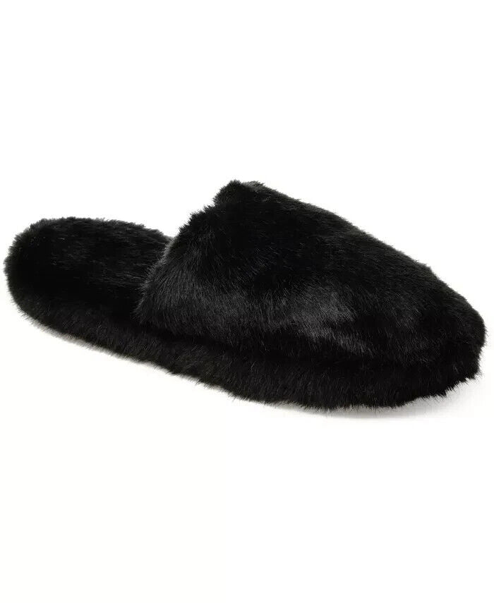 Journee Collection Women's Cozey Backless Slipper, Black, 7M