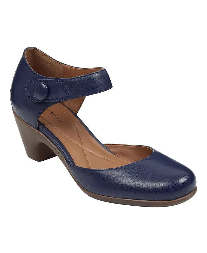 Easy Spirit Women's Clarice Mary Jane Block Heel Dress Pumps, Dark Blue, 9N