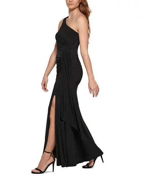 Vince Camuto Women's Ruched One-Shoulder Gown, Black, Size 10