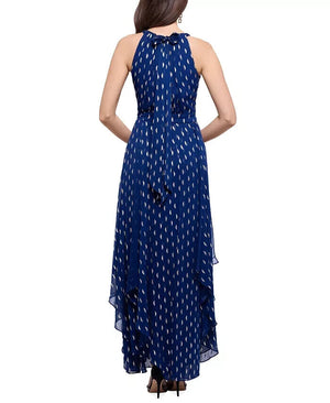 Betsy Adam Women's Printed Halter Gown, NavyCopper, Size 12