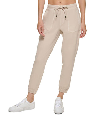 Calvin Klein Performance Women's Garment Dye Smocked Waist Joggers, Nu Beige, XL