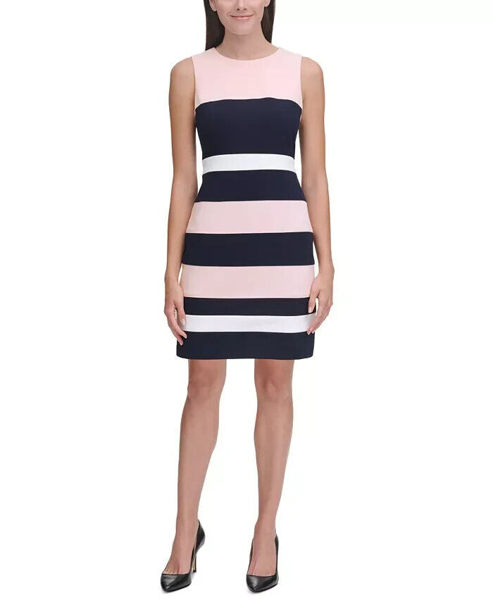 Tommy Hilfiger Women's Colorblock Shea Dress, Ballerina Pink/Navy/Ivory Size 16