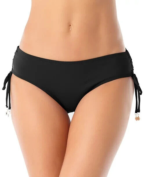 Anne Cole Ruched-Side Bikini Bottoms, Black, L