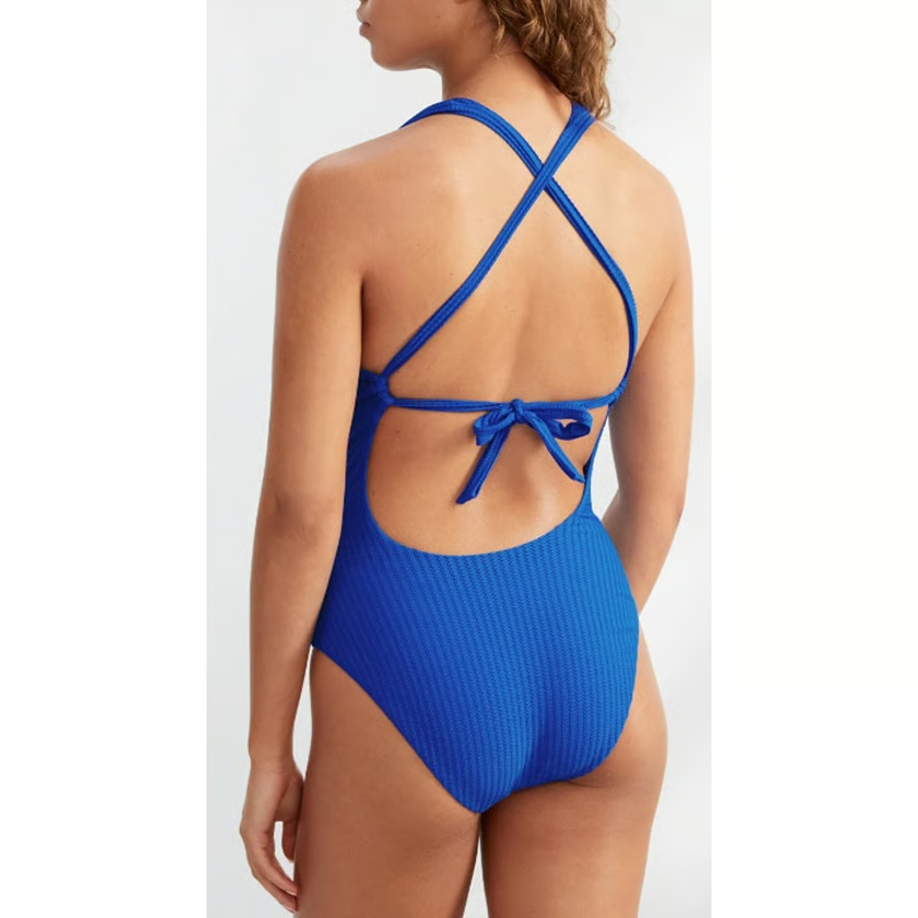 Becca Line in the Sand One-Piece Swimsuit, Blue Jay, L