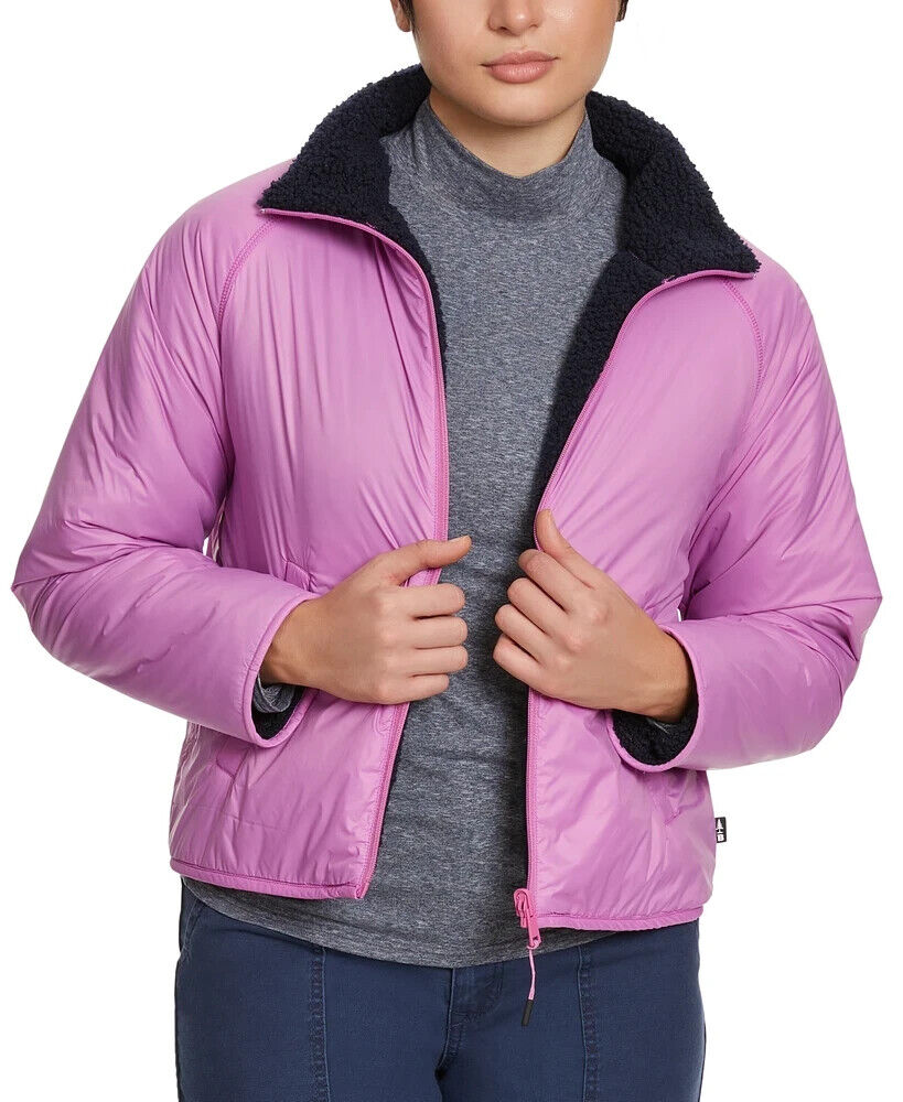 Bass Outdoor Women's Reversible Fleece Zip Jacket, Navy Blazer/ Spring Crocus, L