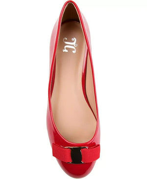 Journee Collection Women's Kim Ballet Faux Leather Flats, Red, 9M