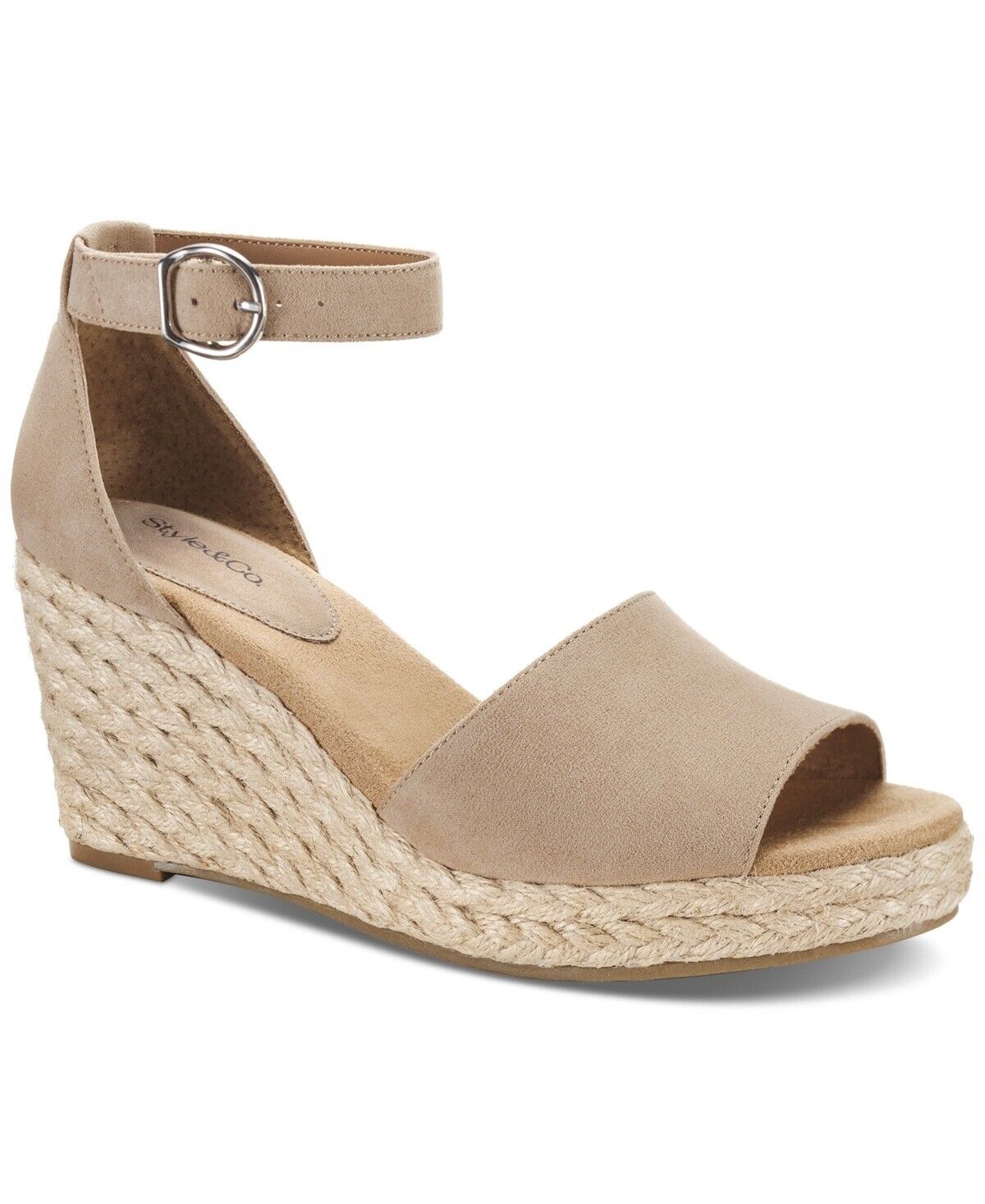 Style & Co Seleeney Ankle Strap Espadrille Wedge Sandals, Light Taupe, 8.5W