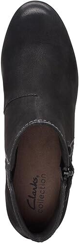 Clarks Women's Bayla Glow Zip Fashion Dress Boots, Black Nubuck, 8.5W