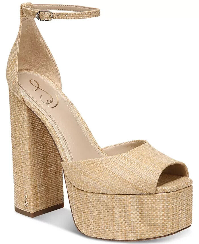 Sam Edelman Women's Kori Ankle Strap Platform Dress Sandals, Beige, 8.5M