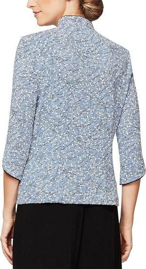 Alex Evenings Women's 2-Pc. Mandarin Jacket Top, Hydrangea, Size PL