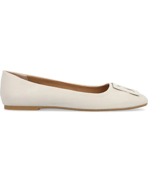 Journee Collection Women's Zimia Square Toe Ornamented Ballet Flats, Beige, 8M