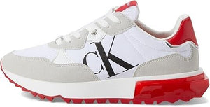 Calvin Klein Jeans Women's Magalee Casual Logo Lace-Up Sneakers, Gray/Red, 7.5M