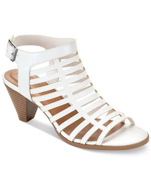 Style & Co Haileyy Shooties Caged Upper Cone Heel Dress Sandals, White, 8M