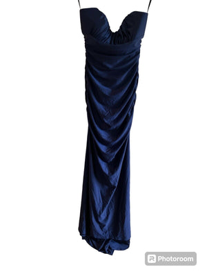 B Darlin Juniors' Square-Neck Ruched Strappy Sleeveless Gown, Navy, Size 11/12