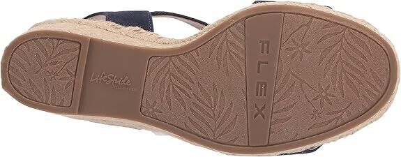 LifeStride  Women's Tango Wedge Espadrilles Sandals, Navy Canvas, 10M