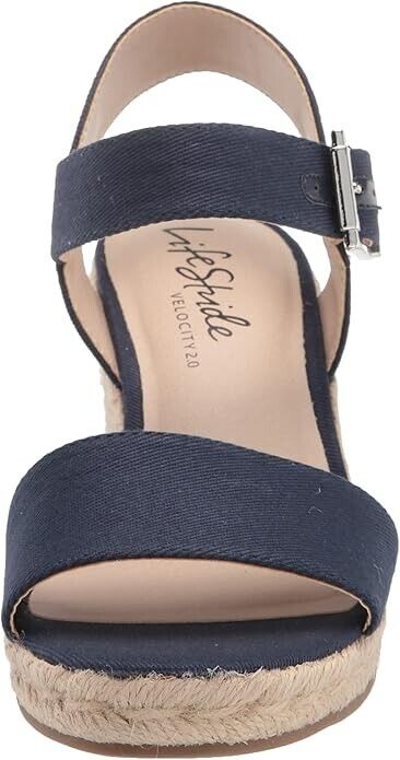 LifeStride  Women's Tango Wedge Espadrilles Sandals, Navy Canvas, 10M