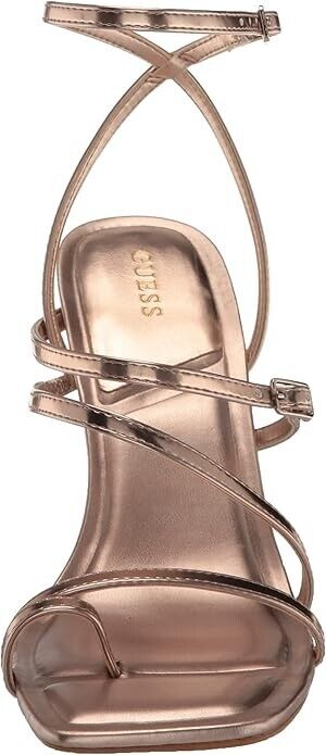 GUESS Women's Bolten Strappy Single Sole Square Toe Sandals, Gold, 10M