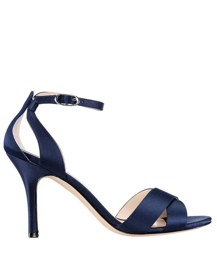 Nina Women's Venus Crisscross Stiletto Evening Sandals, Navy Satin, 7.5M