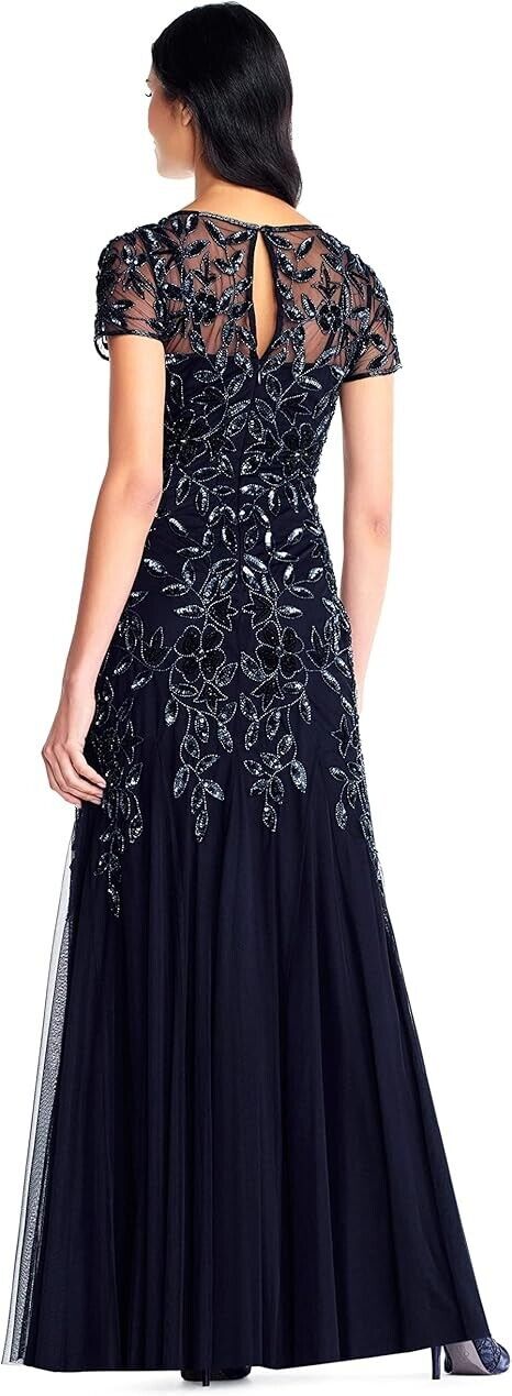 Adrianna Papell Women's Embellished Floral-Print Gown, Twilight, Size 8