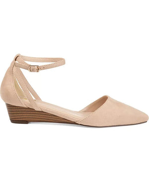 Journee Collection Women's Arkie Pointed Toe Ankle Strap Wedges  Nude, 11M