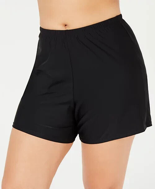 Island Escape Plus Size Swim Shorts, Black, 16W