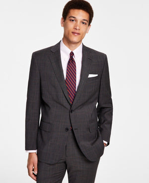 Brooks Brothers Mens Classic-Fit Stretch Pinstripe Suit Jacket, Brown Plaid, 42L