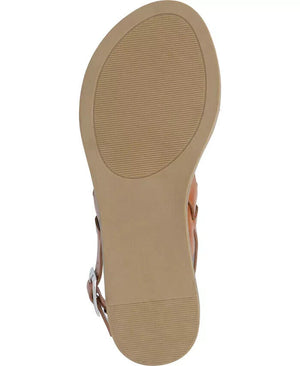 Journee Collection Women's Lavine Double Strap Flat Sandals, Tan, 5.5M