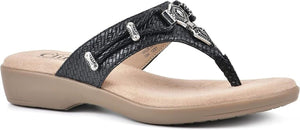 Cliffs by White Mountain Women's Black Woven Thong Wedge Sandals, Black, 8M