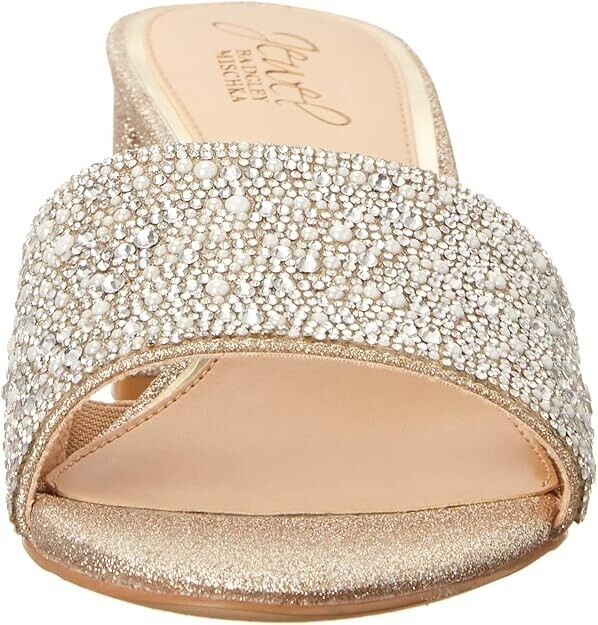 Jewel Badgley Mischka Women's Della Evening Slide Sandals, Gold Glitter, 8M