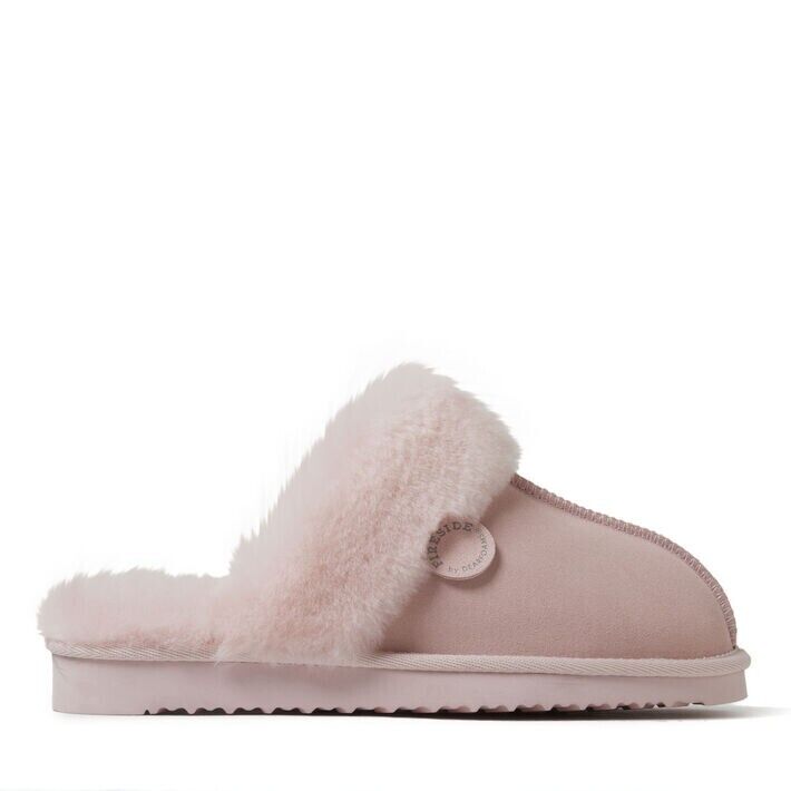 Fireside By Dearfoams Women's Sydney Geniune Shearling Scuff Slipper, Pink, 7M