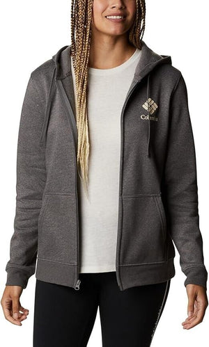 Columbia Women's Trek Graphic-Logo Full Zip Hoodie, Grey Heather, XS