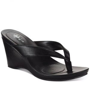 Style & Co Women's Chicklet Wedge Thong Sandals, Black, 8.5M